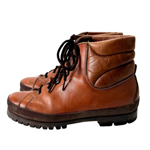 VTG Italian Hiking Boots Mens sz 41 US 8 Brown Leather Vibram Soles Bama Combat - Picture 4 of 8